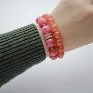 Handmade Natural Rhodonite bracelet-Great for summer! Healing!Heart Chakra!
